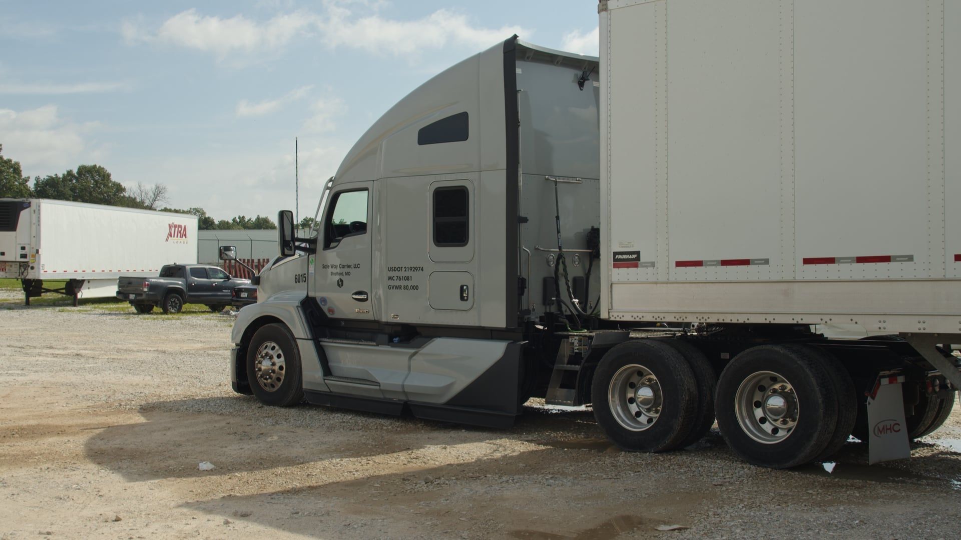 A Safe Way Carrier tractor and trailer at the yard